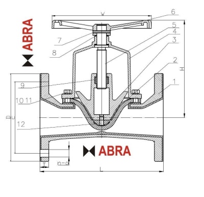 Диафрагменный (мембранный) вентиль ABRA-M8(X)FB GGG50. DN50-200 В Иркутске